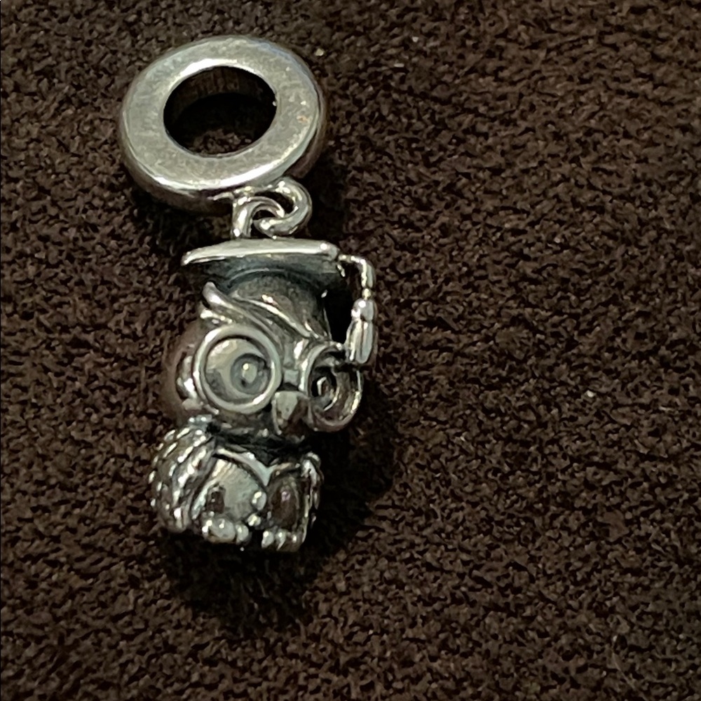 Silver Owl Graduation Charm Pendant